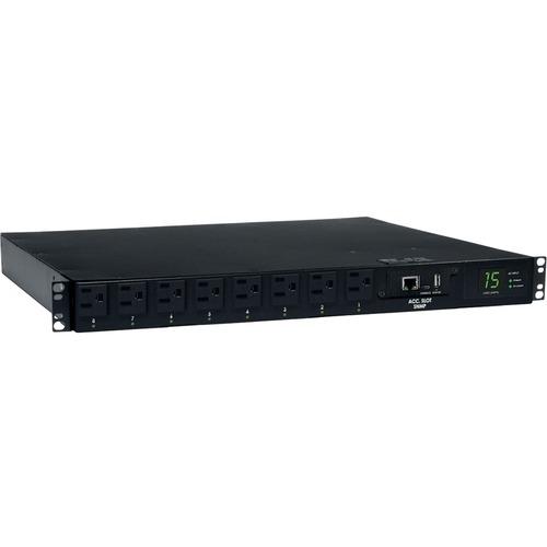 Tripp Lite PDUMH15ATNET PDU Switched ATS 120V 15A 8 Outlet - 8 x NEMA 5-15R - 1.8kVA - 1U Rack-mountable, Zero U Vertical Rackmount