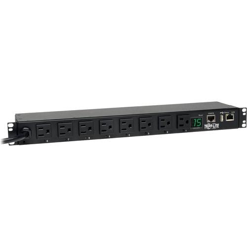 Tripp Lite PDUMH15NET2LX 8-Outlet PDU - Switched - NEMA 5-15P - 8 x NEMA 5-15R - 120 V AC - 1U - Horizontal - Rack-mountable - TAA Compliant