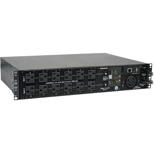 Tripp Lite Switched PDUMH30ATNET 25-Outlets PDU - Switched - NEMA L5-30P - 24 x NEMA 5-15/20R, 1 x NEMA L5-30R - 120 V AC - 2U - Horizontal - Rack-mountable - TAA Compliant