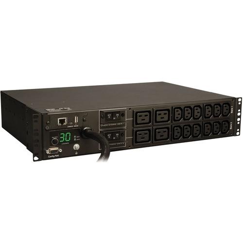 Tripp Lite Monitored PDUMNH30HV 16-Outlets PDU - Monitored - NEMA L6-30P - 4 x IEC 60320 C19, 12 x IEC 60320 C13 - 230 V AC - 2U - Horizontal - Rack-mountable