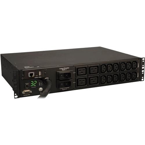 Tripp Lite Metered PDUMNH32HV 16-Outlets 7.4kW PDU - 4 x IEC 60320 C19, 12 x IEC 60320 C13 - 230 V AC - 7.40 kW - 2U - Horizontal - Rack-mountable