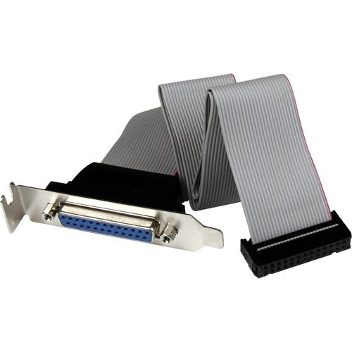 StarTech.com Low Profile 16in Parallel Port Header Cable Adapter with Bracket - DB25 (F) to IDC26 - Add a 25-pin parallel port to the back of your low profile/small form factor computer from your motherboard - db25 to idc26 - db25 header - parallel port