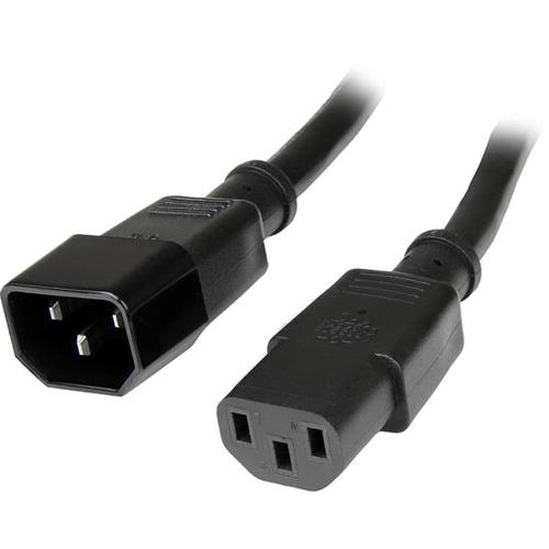 StarTech.com 10 ft 14 AWG Computer Power Cord Extension - C14 to C13 - 10ft - IEC 60320 C13 - IEC 60320 C14 125V AC - 15A - Black