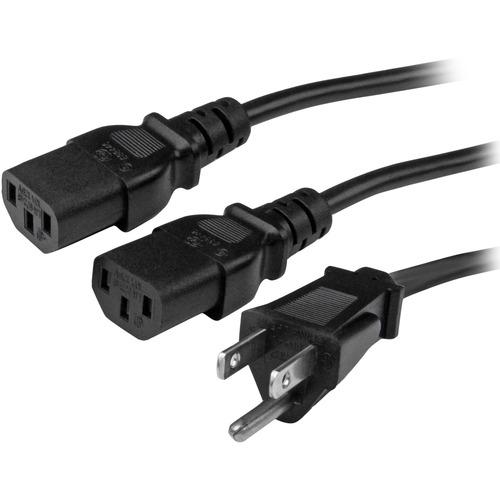 Startech Star Tech.com 10 ft Computer Power Cord - NEMA 5-15P to 2x C13 - C13 Y-Cable - Power Cord Y Splitter Cable - Power 2 monitors at once - Power two devices at once from a single power outlet, perfect for dual-monitor setups - 10ft C13 Y-Cable - 10