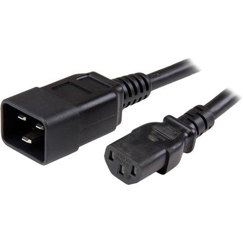 StarTech.com 3 ft Heavy Duty 14 AWG Computer Power Cord - C13 to C20 - For Computer, Server, PDU - 125 V AC / 15 A - Black - 3 ft Cord Length - 1