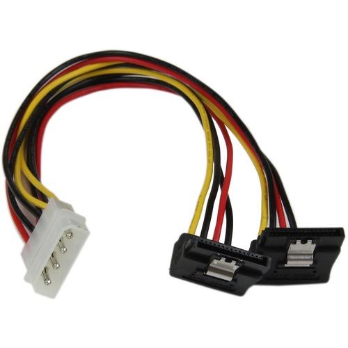 Startech Star Tech.com 12in LP4 to 2x Right Angle Latching SATA Power Y Cable Splitter - 4 Pin LP4 to Dual SATA - Power two SATA drives from a single LP4 power supply connector - LP4 to dual sata - LP4 to sata splitter - LP4 to sata cable - 4 pin LP4 to