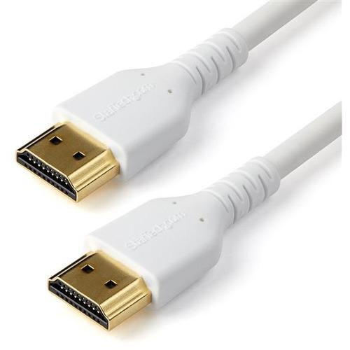StarTech.com Premium High Speed HDMI Cable with Ethernet - 2m / 6ft White Rugged HDMI Cord - 4k 60Hz HDMI Cable - Aramid Fiber - HDMI 2.0 - White High Speed HDMI Cable with Ethernet tested to endure strenuous wear and tear - Aramid fiber adds to the stre