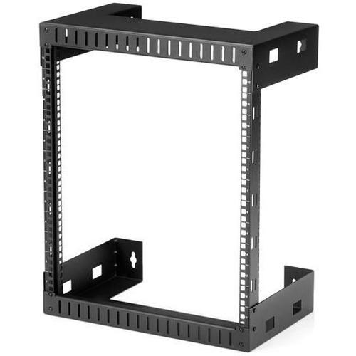StarTech.com 12U 19" Wall Mount Network Rack, 12" Deep 2 Post Open Frame Server Room Rack for Data/AV/IT/Computer Equipment/Patch Panel with Cage Nuts & Screws 200lb Weight Capacity, Black - 12U 19in wall mount network rack w/ 12in mounting depth is EIA/