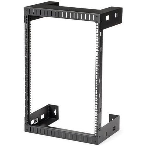 StarTech.com 15U 19" Wall Mount Network Rack, 12" Deep 2 Post Open Frame Server Room Rack for Data/AV/IT/Computer Equipment/Patch Panel with Cage Nuts & Screws 200lb Weight Capacity, Black - 15U 19in wall mount network rack w/ 12in mounting depth is EIA/