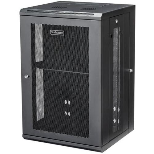 StarTech.com 18U 19" Wall Mount Network Cabinet - 16" Deep Hinged Locking Flexible IT Data Equipment Rack Vented Switch Enclosure w/Shelf - 18U 19 in wall mount network cabinet - Switch depth rack enclosure- 180Â° hinged design - Lockable access to front
