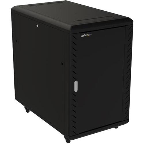 StarTech.com 18U 19" Server Rack Cabinet - 4 Post Adjustable Depth (6-32") Locking Knock Down Enclosure - Mobile w/Glass Door & Casters - 18U 4 post server rack cabinet enclosure EIA/ECA 310-E - IT/Data rack w/adjustable mounting depth 6-32in. - 1768 lb