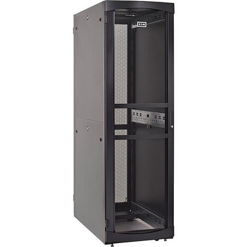 Eaton RS Rack Cabinet - For Server, LAN Switch, Patch Panel - 42U Rack Height - Black - Metal - 907.18 kg Dynamic/Rolling Weight Capacity - 1361.23 kg Static/Stationary Weight Capacity