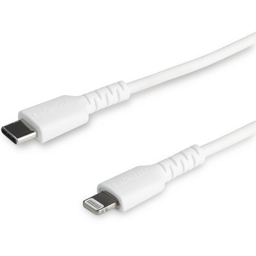 StarTech.com 6 foot/2m Durable White USB-C to Lightning Cable, Rugged Heavy Duty Charging/Sync Cable for Apple iPhone/iPad MFi Certified - Kevlar aramid fiber shelters heavy duty lightning cable from stress of bends/twists - White durable strong rugged U