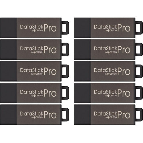 Centon 2 GB DataStick Pro USB 2.0 Flash Drive - 2 GB - USB 2.0 - Gray - 5 Year Warranty - 100 Pack