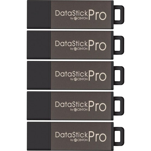 Centon DataStick Pro USB 2.0 Flash Drives - 16 GB - USB 2.0 - Gray - 5 Year Warranty - 5 Pack
