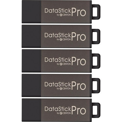 Centon DataStick Pro USB 2.0 Flash Drives - 64 GB - USB 2.0 - Gray - 5 Year Warranty - 5 Pack