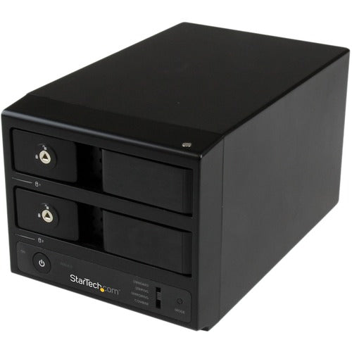 StarTech.com USB 3.0 / eSATA Dual-Bay Trayless 3.5" SATA III Hard Drive Enclosure with UASP - 2-Bay SATA 6 Gbps Hot-Swap HDD Enclosure - Connect two hot-swappable 3.5" SATA III hard drives to your computer externally through USB 3.0 with UASP or eSATA -