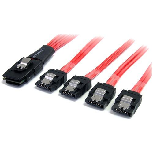 StarTech.com 50cm Serial Attached SCSI SAS Cable - SFF-8087 to 4x Latching SATA - Connect a SATA/SAS Controller to 4 SATA drives - 50cm SASto SATA Cable - Mini SAS to SATA - SFF 8087 to SATA - Serial Attached SCSI to SATA - 1x SFF-8087 to 4x SATA - 50 cm