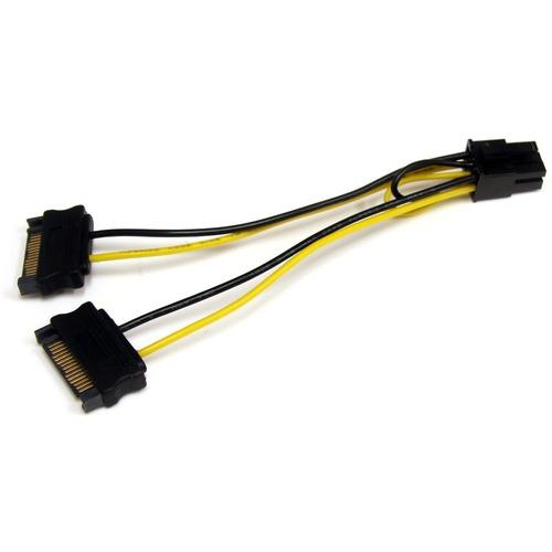 Startech Star Tech.com 6in SATA Power to 6 Pin PCI Express Video Card Power Cable Adapter - Convert two 15-pin SATA power supply connectors to a 6-pin PCI Express video card power connector - sata to pci express power - sata to pcie power - sata to 6 pin