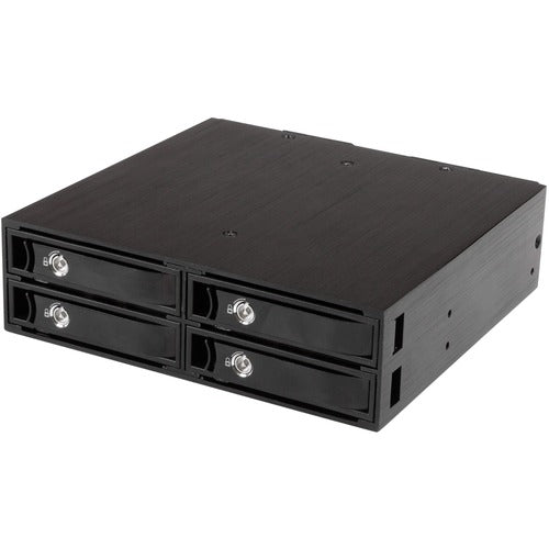 StarTech.com 4-Bay Mobile Rack Backplane for 2.5in SATA/SAS Drives - Hot swap with ease by installing 4 SSDs/HDDs into one 5.25in bay - Multi-bay mobile rack backplane / drive caddy / 2.5" hard drive adapter - Works with 5-15mm 2.5in SAS / SATA drives in