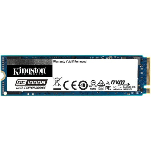 Kingston DC1000B 480 GB Solid State Drive - M.2 2280 Internal - PCI Express NVMe (PCI Express NVMe 3.0 x4) - Server Device Supported - 0.5 DWPD - 475 TB TBW - 3200 MB/s Maximum Read Transfer Rate - 256-bit Encryption Standard - 5 Year Warranty
