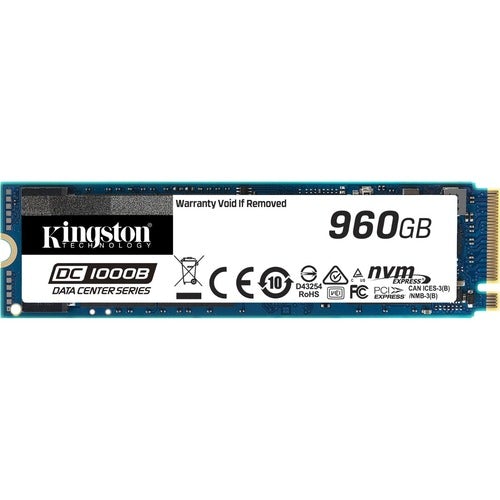 Kingston DC1000B 960 GB Solid State Drive - M.2 2280 Internal - PCI Express NVMe (PCI Express NVMe 3.0 x4) - Server Device Supported - 0.6 DWPD - 1095 TB TBW - 3400 MB/s Maximum Read Transfer Rate - 256-bit Encryption Standard - 5 Year Warranty