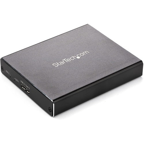 StarTech.com Dual M.2 Enclosure - RAID - M.2 SATA SSD Enclosure - USB 3.1 (10 Gbps) - USB-C & USB-A External Enclosure - Aluminum - Turn two M.2 SATA drives into ultra-fast portable storage with RAID for increased performance or redundancy - Dual M.2 SAT