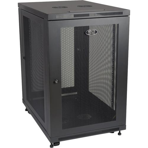 Tripp Lite SmartRack 18U Extra Depth Rack Enclosure Cabinet - 18U Rack Height x 19" (482.60 mm) Rack Width - Black - 453.59 kg Dynamic/Rolling Weight Capacity - 453.59 kg Static/Stationary Weight Capacity