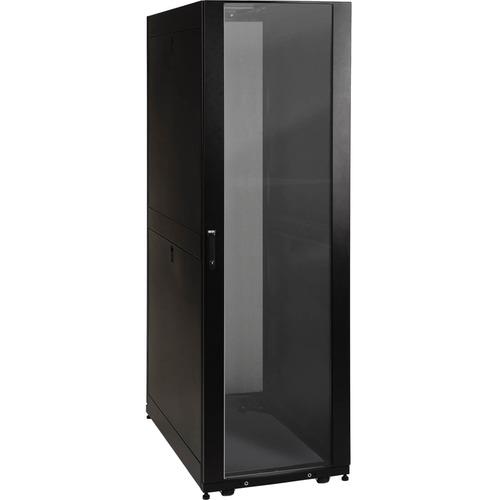 Tripp Lite SmartRack Premium SR42UBG Enclosure Rack Cabinet - 42U Rack Height x 19" (482.60 mm) Rack Width - Black - Plexiglas - 1020.58 kg Dynamic/Rolling Weight Capacity - 1360.78 kg Static/Stationary Weight Capacity