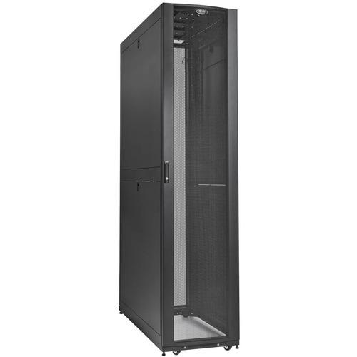 Tripp Lite SR52UBDP 52U Server Rack - For LAN Switch, Patch Panel, Server, PDU, UPS - 52U Rack Height x 19" (482.60 mm) Rack Width x 28.11" (714 mm) Rack Depth - Floor Standing Enclosed Cabinet - Black Powder Coat - Steel - 1022 kg Dynamic/Rolling Weight