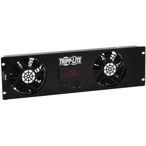 Tripp Lite SRFAN3UTEMP Fan Tray - 2 Fan - 3U - 19" (482.60 mm) - 5.7 mÂ³/minBlack