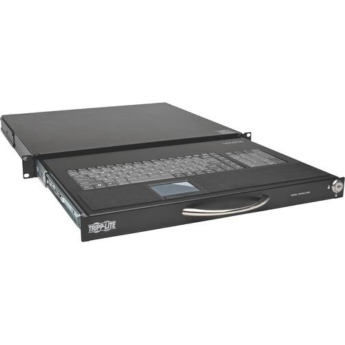 Tripp Lite SmartRack 1U Rack-Mount Keyboard with KVM Cable Kit - Cable Connectivity - USB Interface - 104 Key - Server - TouchPad - Black