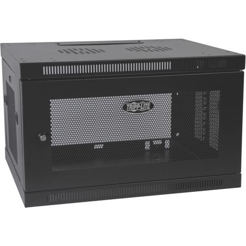 Tripp Lite SmartRack 6U Low-Profile Switch-Depth-Plus Wall-Mount Rack Enclosure Cabinet - For Server - 6U Rack Height x 19" (482.60 mm) Rack Width x 20.50" (520.70 mm) Rack Depth - Wall Mountable - Black - Steel - 90.72 kg Maximum Weight Capacity - 41.14