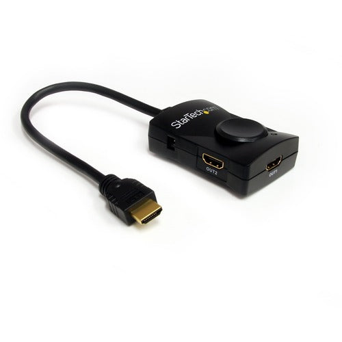 StarTech.com HDMI Splitter 1 In 2 Out - 1080p - 2 Port - USB-Powered - HDMI Multi Port - HDMI Audio Splitter - Split an HDMI source with accompanying audio to 2 displays - 2 port hdmi splitter - hdmi video distribution - hd video splitter - audio video s
