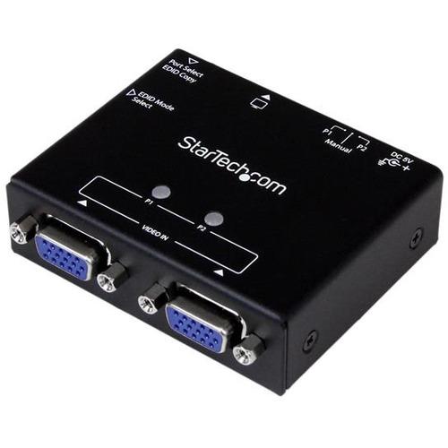 StarTech.com 2-Port VGA Auto Switch Box with Priority Switching and EDID Copy - 2048 x 1152 - QWXGA - 2 x 11 x VGA Out - TAA Compliant