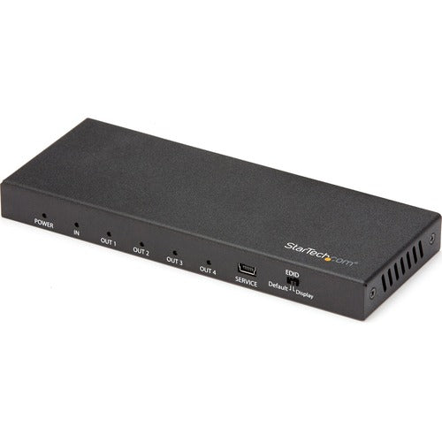 StarTech.com 4 Port HDMI Splitter - 4K 60Hz - 1x4 Way HDMI 2.0 Splitter - HDR - ST124HD202 - HDMI 2.0 splitter supports UHD 4K at 60Hz and HDR - 1x4 HDMI splitter 4K passes EDID - 4 Port 4K HDMI Splitter 1 in 4 out installs easily - 4 way HDMI splitter o