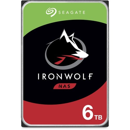 Seagate IronWolf ST6000VN001 6 TB Hard Drive - 3.5" Internal - SATA (SATA/600) - Conventional Magnetic Recording (CMR) Method - Storage System Device Supported - 5400rpm - 3 Year Warranty