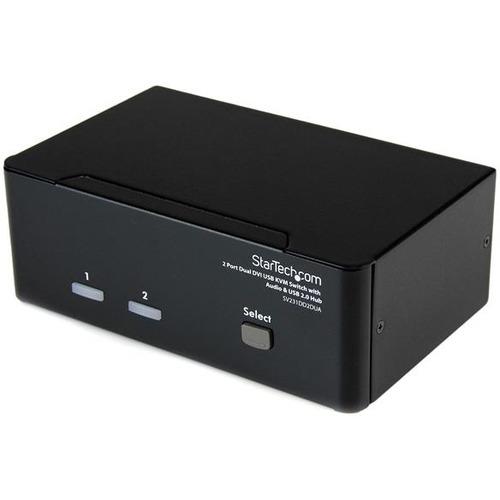 StarTech.com DVI KVM Switch with Audio & USB 2.0 Hub - 2-Port USB KVM Switch - 1920 x 1200 - Dual Monitor KVM Switch (SV231DD2DUA) - Share a keyboard, mouse and dual DVI displays/monitors between 2 multimedia computers - Dual Monitor KVM - dual monitor k