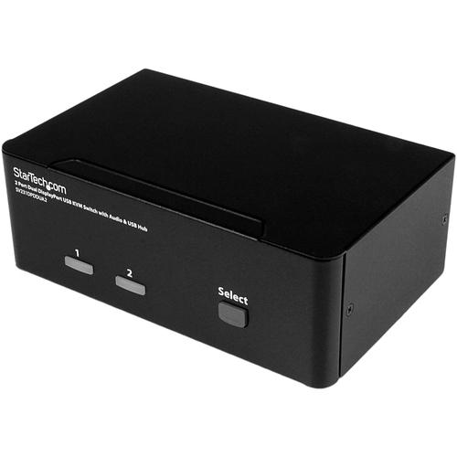 StarTech.com 2-Port DisplayPort KVM Switch - Dual-Monitor - 4K 60 - with Audio & USB Peripheral Support - DP 1.2 - USB Hub (SV231DPDDUA2) - Access two dual-monitor computers and two shared USB peripherals from a single workstation - 2 port DisplayPort KV