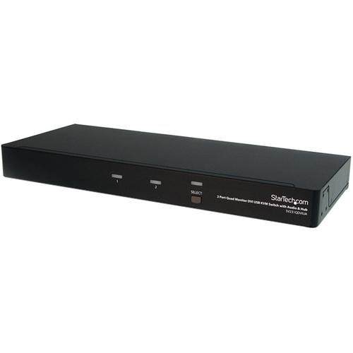 StarTech.com 2 Port Quad Monitor Dual-Link DVI USB KVM Switch with Audio & Hub - 2 x 1 - 8 x DVI-D (Dual Link) Digital Video