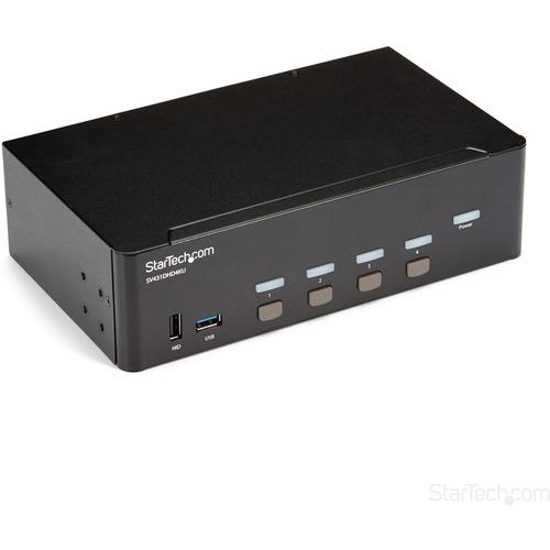 StarTech.com 4-Port Dual Monitor HDMI KVM Switch with Audio & USB 3.0 hub - 4K 30Hz - 4 PC Mac Computer KVM Switch Box for HDMI Display (SV431DHD4KU) - This 4 port 4K HDMI KVM with dual monitor support lets you control four HDMI computers with a single m