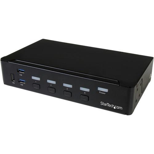 StarTech.com 4 Port DisplayPort KVM Switch - DP KVM Switch with Audio and Built-in USB 3.0 Hub for Peripherals - 4K 30Hz (SV431DPU3A2) - Control four DP computers using a single console with a built-in USB 3.0 hub for sharing additional peripheral device