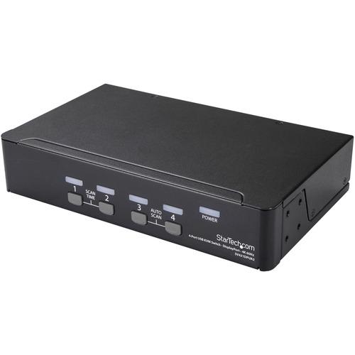 StarTech.com 4 Port DisplayPort 1.2 KVM Switch w/ Audio & USB Hub - 4K 60Hz - Keyboard, Video, Mouse Computer Switch Box for DP Monitor (SV431DPUA2) - 4 Port DisplayPort KVM Switch with Audio/ Hotkey/ Manual Switching - 3840 x 2160 60Hz - 4K UHD - HDCP -