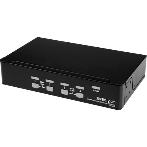 StarTech.com 4 Port 1U Rackmount USB PS/2 KVM Switch with OSD - 4 x 1 - 4 x HD-15 Video - 1U - Rack-mountable