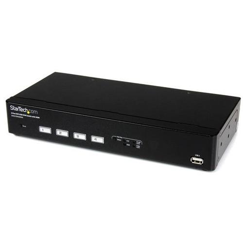 StarTech.com 4 Port USB DVI KVM Switch with DDM Fast Switching Technology and Cables - Control 4 DVI USB-equipped PCs with a single peripheral set with USB Dynamic Device Mapping to avoid switching lag-time - 4 Port USB DVI KVM Switch with DDM Fast Switc