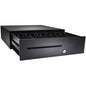APG Cash Drawer 100 Series 1616 Cash Drawer - 5 Bill - 6 Coin - 2 Media Slot - Steel, ABS Plastic - Black - 4.90" (124.46 mm) Height x 16" (406.40 mm) Width x 16.80" (426.72 mm) Depth