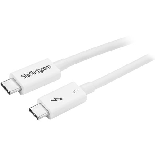 StarTech.com Thunderbolt 3 Cable - 0.5m / 1 ft - White - 4K 60Hz - 40Gbps - Passive - Thunderbolt Cable - USB Type C Charger - Provide 4x times the data transfer speed of any other cable type & enable dual 4K 60Hz video - Power your devices - Thunderbolt