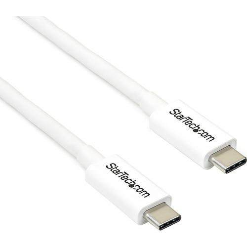 StarTech.com 2m Thunderbolt 3 Cable - 20Gbps - White - Thunderbolt / USB-C / DisplayPort Compatible - Thunderbolt 3 USB-C Cable - Provide 2x the data transfer speed of any other cable type and enable full 4K 60Hz video - Power your devices - Thunderbolt