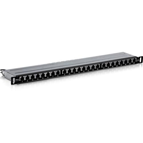 TRENDnet 24-Port CAT6A Shielded Half-U Patch Panel, TC-P24C6AHS, 10G Ready, Half the height of Standard 1U Patch Panels, Metal Rackmount Housing, CAT5e/Cat6/CAT6A Compatible, Cable Management - 24 Port Cat6a Shielded Half-U Patch Panel