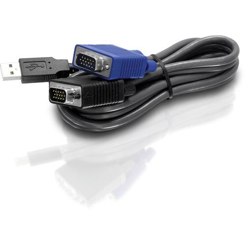 TRENDnet 2-in-1 USB VGA KVM Cable, 1.83m (6 Feet), VGA-SVGA HDB 15-Pin Male to Male, USB 1.1 Type A, Connect Computers with VGA And USB Ports, USB Keyboard-Mouse Cable & Monitor Cable, Black, TK-CU06 - 6-feet USB KVM cable for TK-803R/1603R